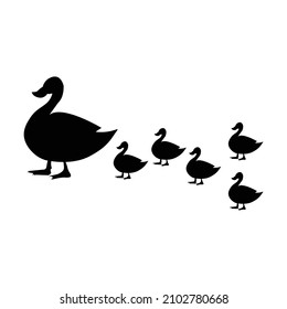 Simple Duck Family Silhouette Design