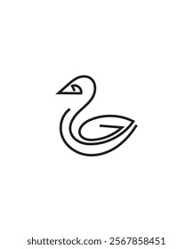 simple duck logo vector illustration with line art style