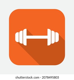 Simple dumbbell icon in flat design style. Usage for sports and weight loss concept websites and mobile apps.