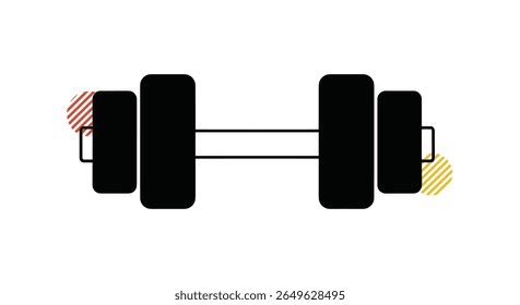 Simple dumbbell illustration with minimalist design and striking color accents enhancing the visual appeal for fitness enthusiasts
