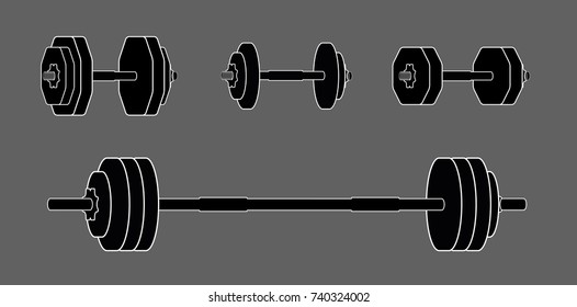 Simple dumbbells set for design and info graphic
