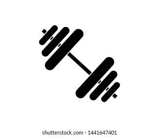 Simple dumbells monochrome icon, isolated on white background.- vector