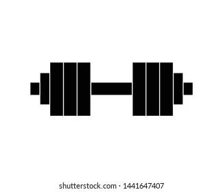 Simple dumbells monochrome icon, isolated on white background.- vector