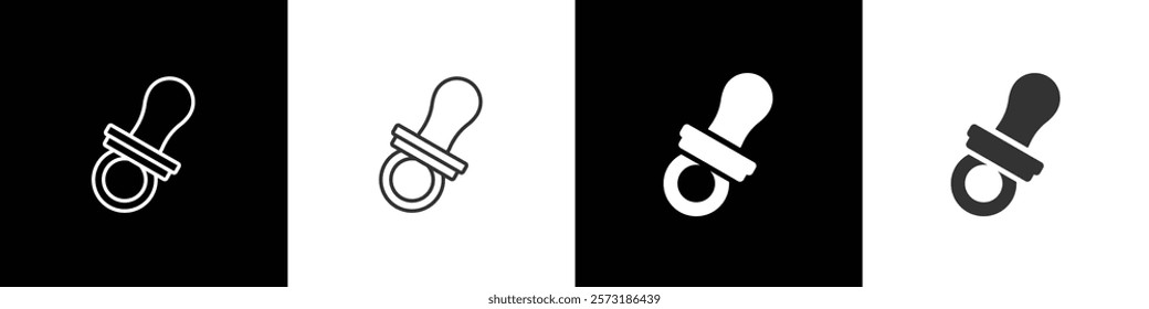 Simple Dummy Teat icon. Baby pacifier, dummy, soother or teether flat vector icon. Flat and line icon of pacifier baby. Baby care vector illustration in black, white and transparent background. Eps10