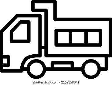 Simple dump truck line drawing icon