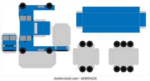 Simple Dump Truck paper model  on white background