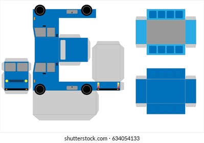 Simple Dump Truck paper model  on white background