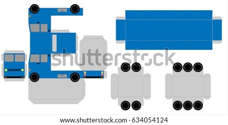 Simple Dump Truck paper model  on white background