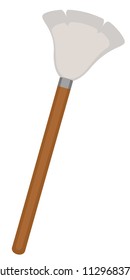 Simple duster cleaning tool with a wooden handle.  Isolated vector art.  Background is transparent in vector file and white in jpeg file.