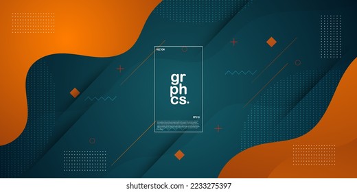 simple dynamic blue green and orange textured background design in 3D style with dark color. EPS10 Vector