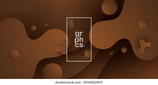 Simple dynamic brown textured background design in 3D style with dark color. Wave and circle pattern design. EPS10 Vector