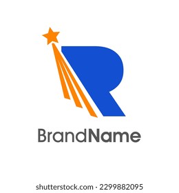 Simple and dynamics Illustration logo design Initial R Combine with flying star. Logo good for your any industry and logo can work as well in small size.