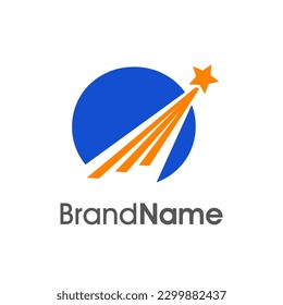 Simple and dynamics Illustration logo design Initial O Combine with flying star. Logo good for your any industry and logo can work as well in small size.