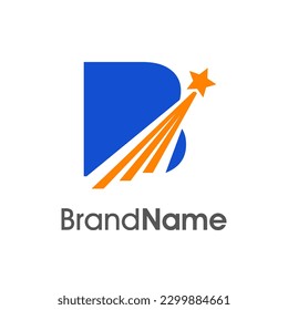 Simple and dynamics Illustration logo design Initial B Combine with flying star. Logo good for your any industry and logo can work as well in small size.