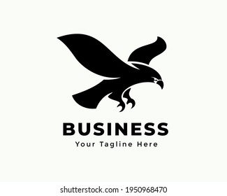 simple eagle hawk falcon bird black art silhouette logo symbol illustration inspiration