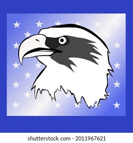 Simple eagle illustration vector design with stars background suitable for logo, icon, mascot, sticker, poster and screen printing design