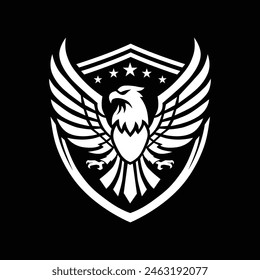 Simple Eagle Logo Flapping Its Wings with some Stars