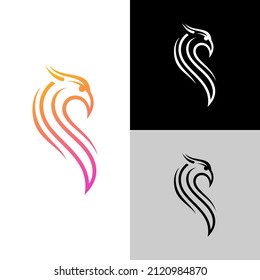 Simple Eagle logo with line design vector, falcon icon template