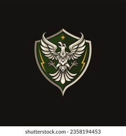 simple eagle logo with shield