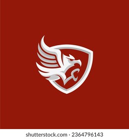 simple eagle logo with shield