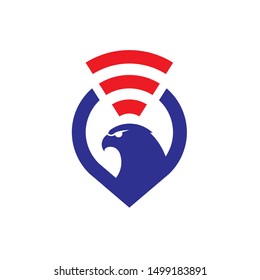 simple eagle Logo with a symbol of WiFi