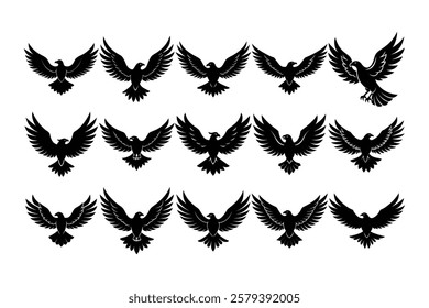 Simple eagle with outstretched wings in a flying pose, vector style
