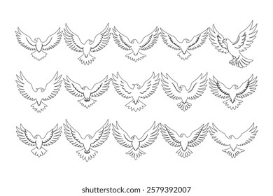 Simple eagle with outstretched wings in a flying pose, vector style
