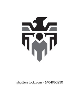 simple eagle shield logo, eagle silhouette