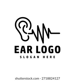 Oreja simple, diseño del Vector del icono del logotipo de la audición.