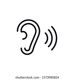 Simple ear line icon. Stroke pictogram. Vector illustration isolated on a white background. Premium quality symbol. Vector sign for mobile app and web sites.