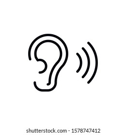 Simple ear line icon. Stroke pictogram. Vector illustration isolated on a white background. Premium quality symbol. Vector sign for mobile app and web sites.