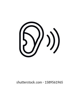 Simple ear line icon. Stroke pictogram. Vector illustration isolated on a white background. Premium quality symbol. Vector sign for mobile app and web sites.