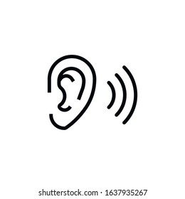 Simple ear line icon. Stroke pictogram. Vector illustration isolated on a white background. Premium quality symbol. Vector sign for mobile app and web sites.