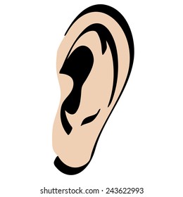 Simple Ear Vector Cartoon Isolated