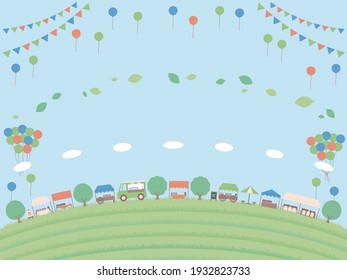 A simple early summer free market background illustration. Hill version.