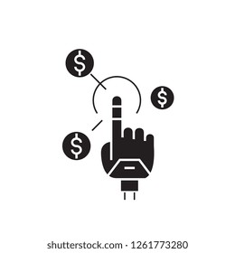 Simple earnings black vector concept icon. Simple earnings flat illustration, sign