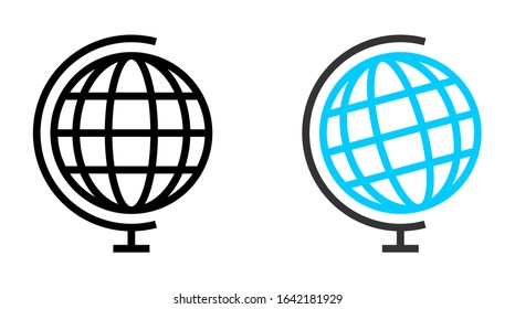 Simple Earth Globe Vector Icons Isolated on White