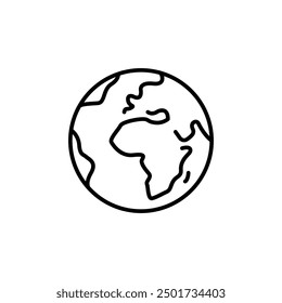 Simple Earth icon. A minimalist vector illustration of the Earth, highlighting the African and European continents. Ideal for web design, mobile apps, and educational materials. Vector illustration