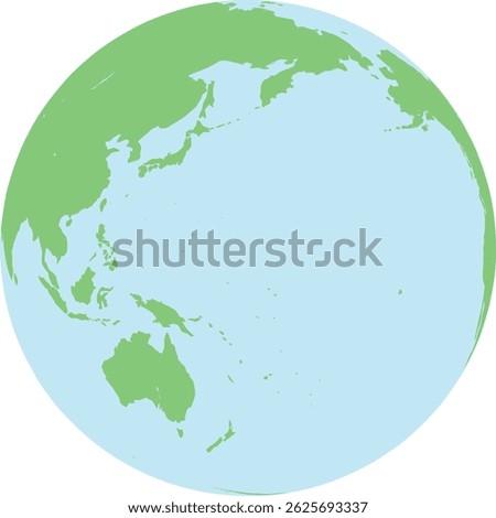 Simple Earth Illustration Focused on Asia and Oceania – Eastern Hemisphere Globe Map