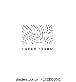 Simple earth logo. Minimalist line logo for companies, art emblem for hills landscape, vineyards, stripes. Vector illustration