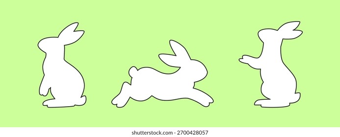 Simple Easter bunny silhouette outline — minimalist vector rabbit for spring holiday design and decoration.