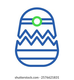 Simple Easter Egg Design with Broken Shell Blue Line