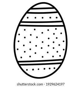 Simple Easter egg hand drawn icon, Decorative doodle egg with dot pattern ,Vector illustration. Isolated on white background, eps 10
