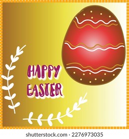 Simple Easter greeting card with  Easter Egg in the corner and handwritten text below it