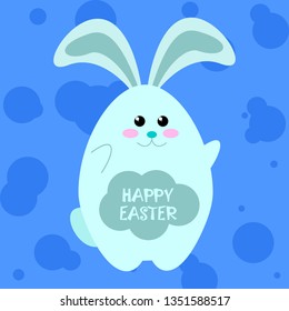 Simple Easter wishing card with eggs and bunny in flat design in vector. Easter Bunny, Chic, Sheep.