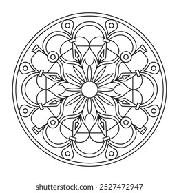Simples e fácil preto e branco Mandala vetor - Mandala página de coloração para iniciantes.