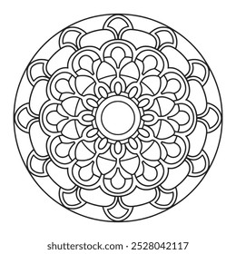 Simples e fácil preto e branco Mandala vetor - Mandala página de coloração para iniciantes, adultos e crianças - Mandalas padrão círculo colorir páginas para cor.