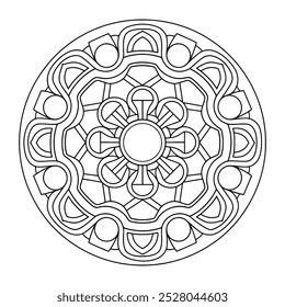 Simples e fácil preto e branco Mandala vetor - Mandala página de coloração para iniciantes, adultos e crianças - Mandalas padrão círculo colorir páginas para cor KDP.