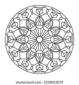 Simple y fácil Vector de mandala blanco y negro - página para colorear mandala para principiantes, adultos y niños - Páginas para colorear de círculo de patrón de mandalas para color KDP.