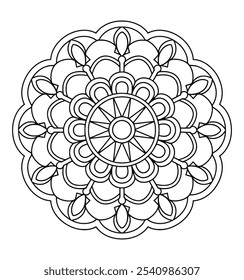 Simples e fácil preto e branco Contorno Mandala vetor - Mandalas colorir página a cores para Kdp.